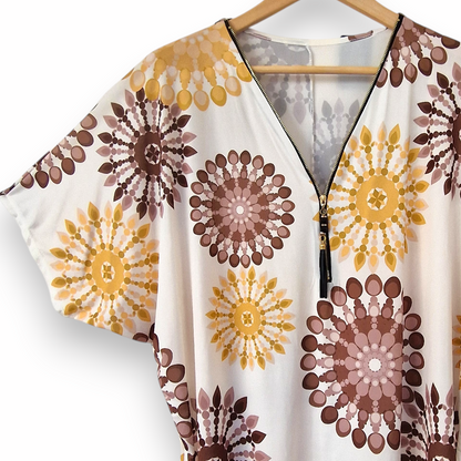 Maxi Maglia in Crepe Con Zip Pina