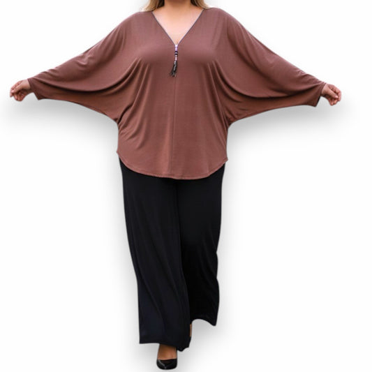 Maxi Maglia in Crepe Con Zip Orlanda