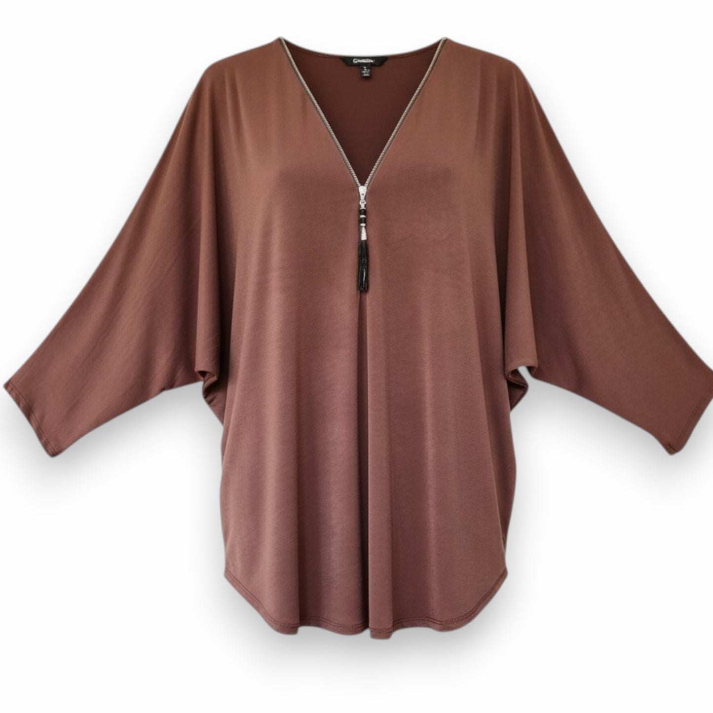 Maxi Maglia in Crepe Con Zip Orlanda