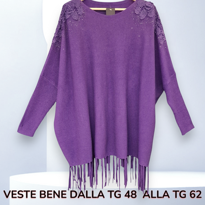 Maxi Maglia con Fiori e Strass Orione