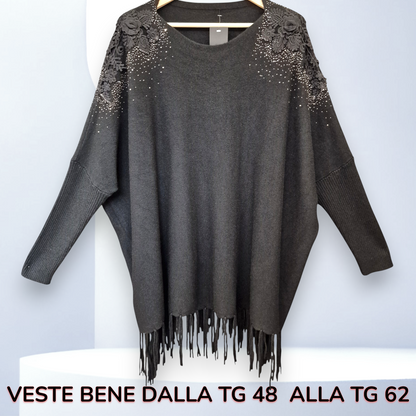 Maxi Maglia con Fiori e Strass Olly