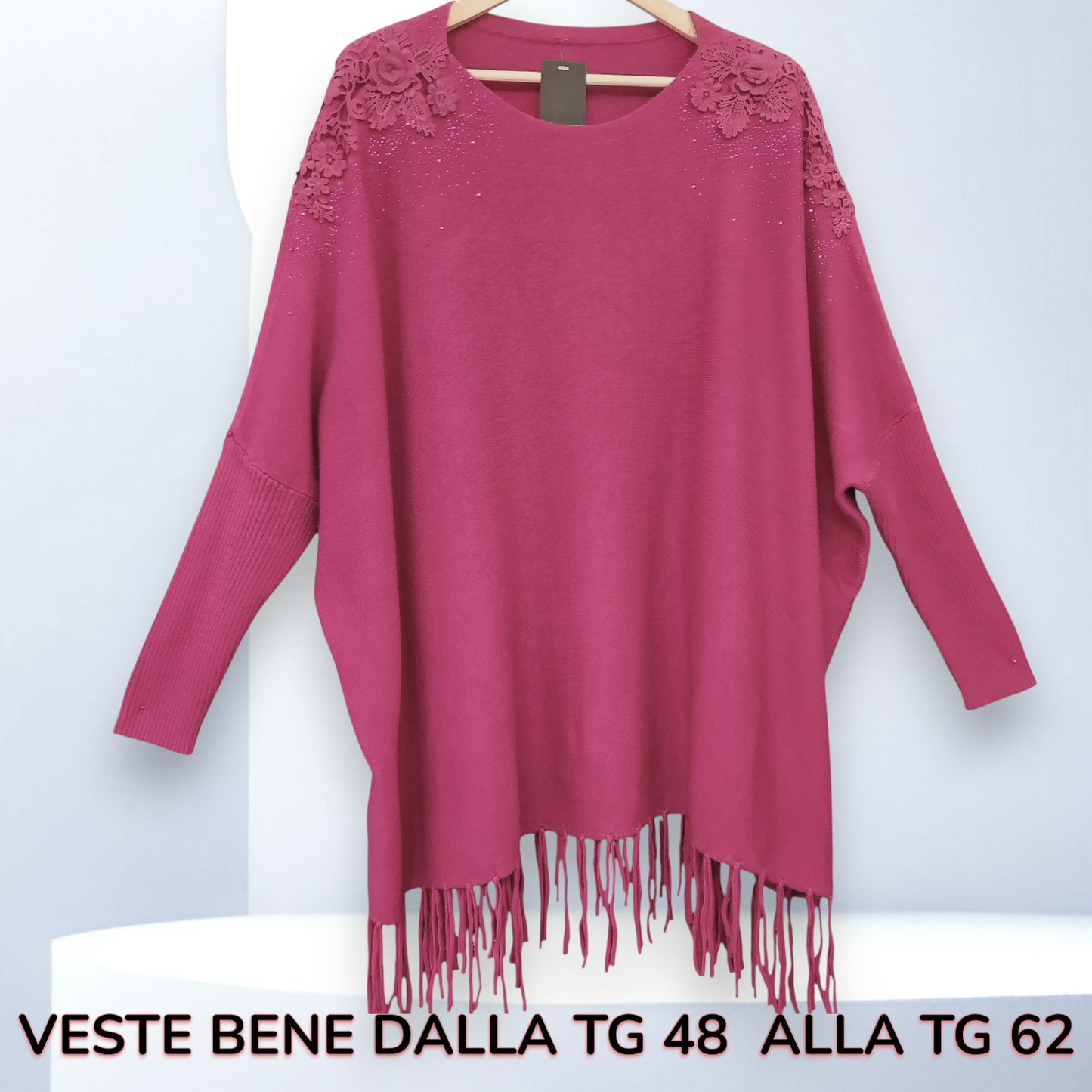 Maxi Maglia con Fiori e Strass Oris