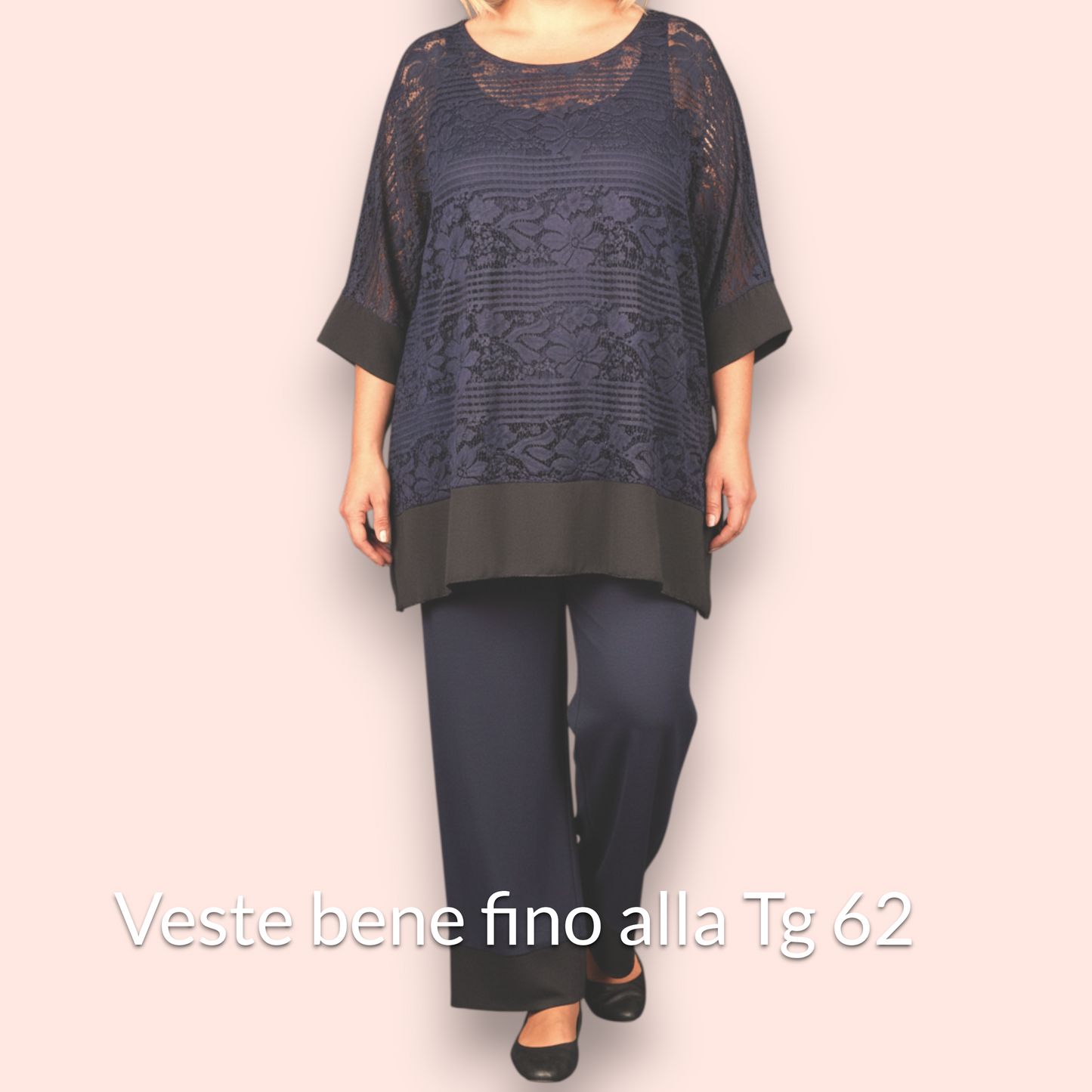 Completo Taglie Forti In Pizzo e Viscosa Ginepro