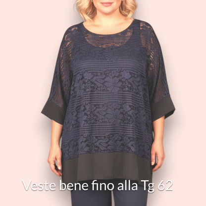 Completo Taglie Forti In Pizzo e Viscosa Ginepro