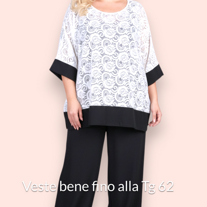 Completo Taglie Forti In Pizzo e Viscosa Gardenia