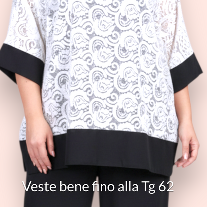 Completo Taglie Forti In Pizzo e Viscosa Gardenia