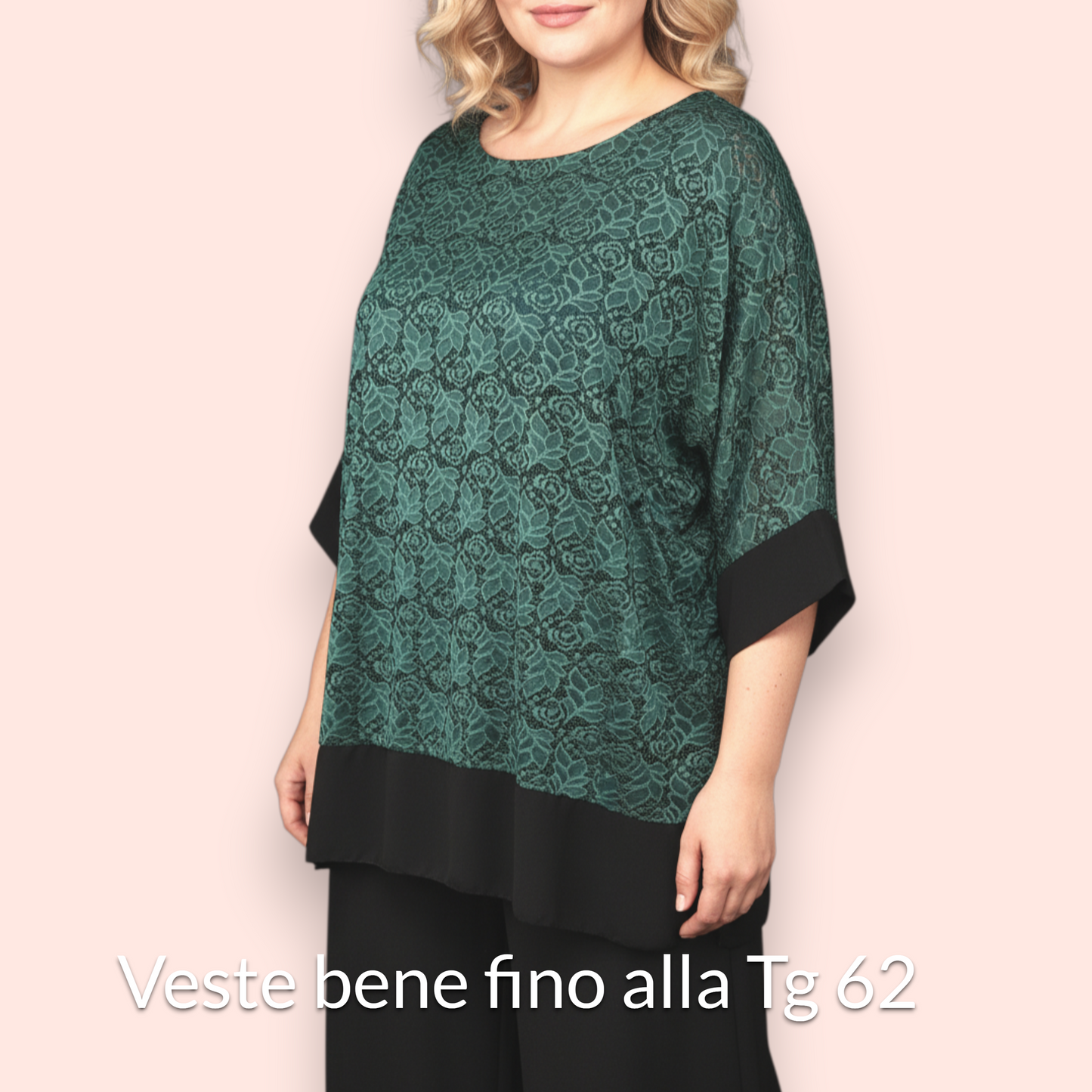 Completo Taglie Forti In Pizzo e Viscosa Edera