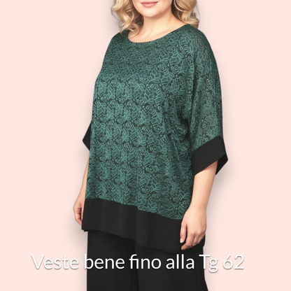 Completo Taglie Forti In Pizzo e Viscosa Edera