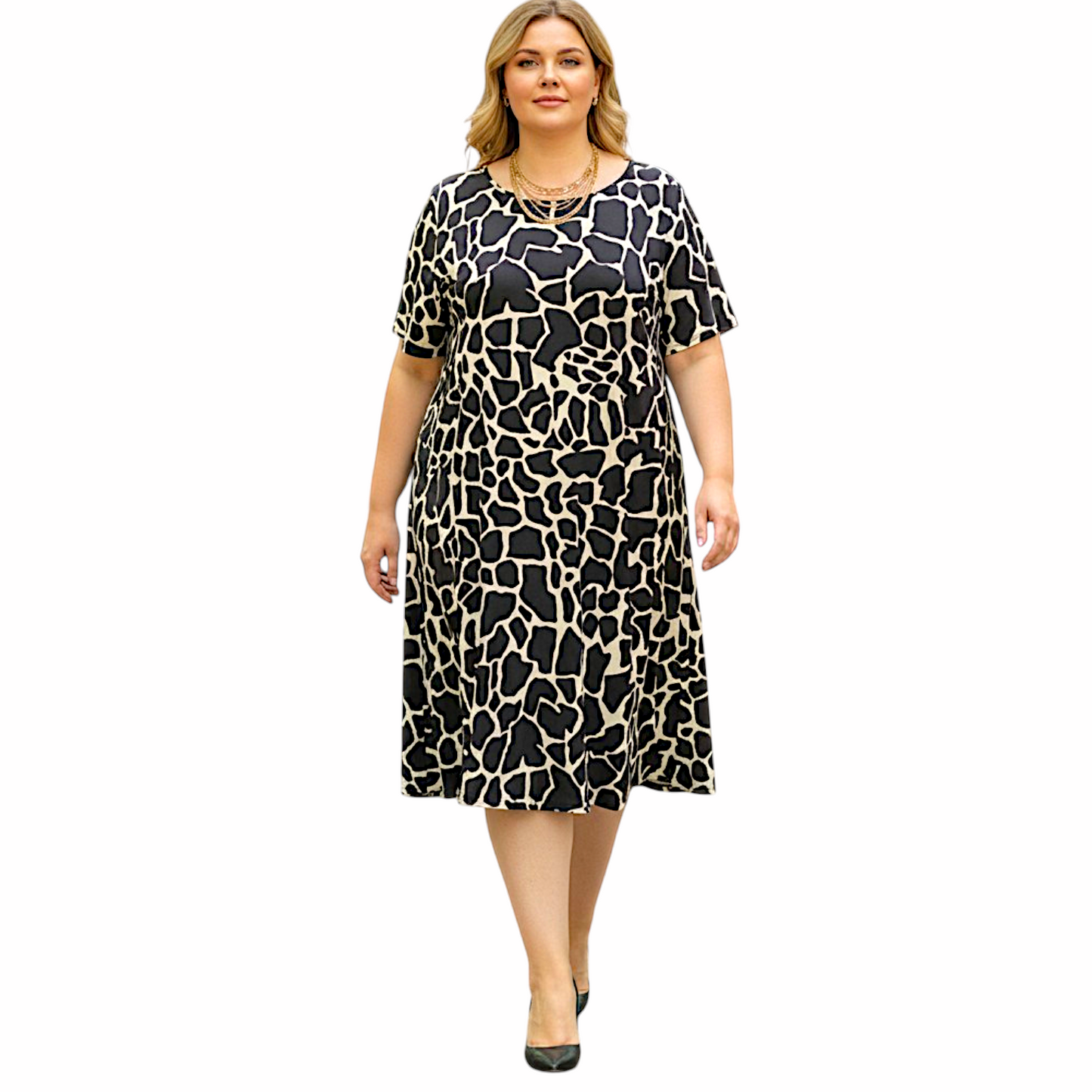 Maxi Abito in Crepe Fantasia Sandy
