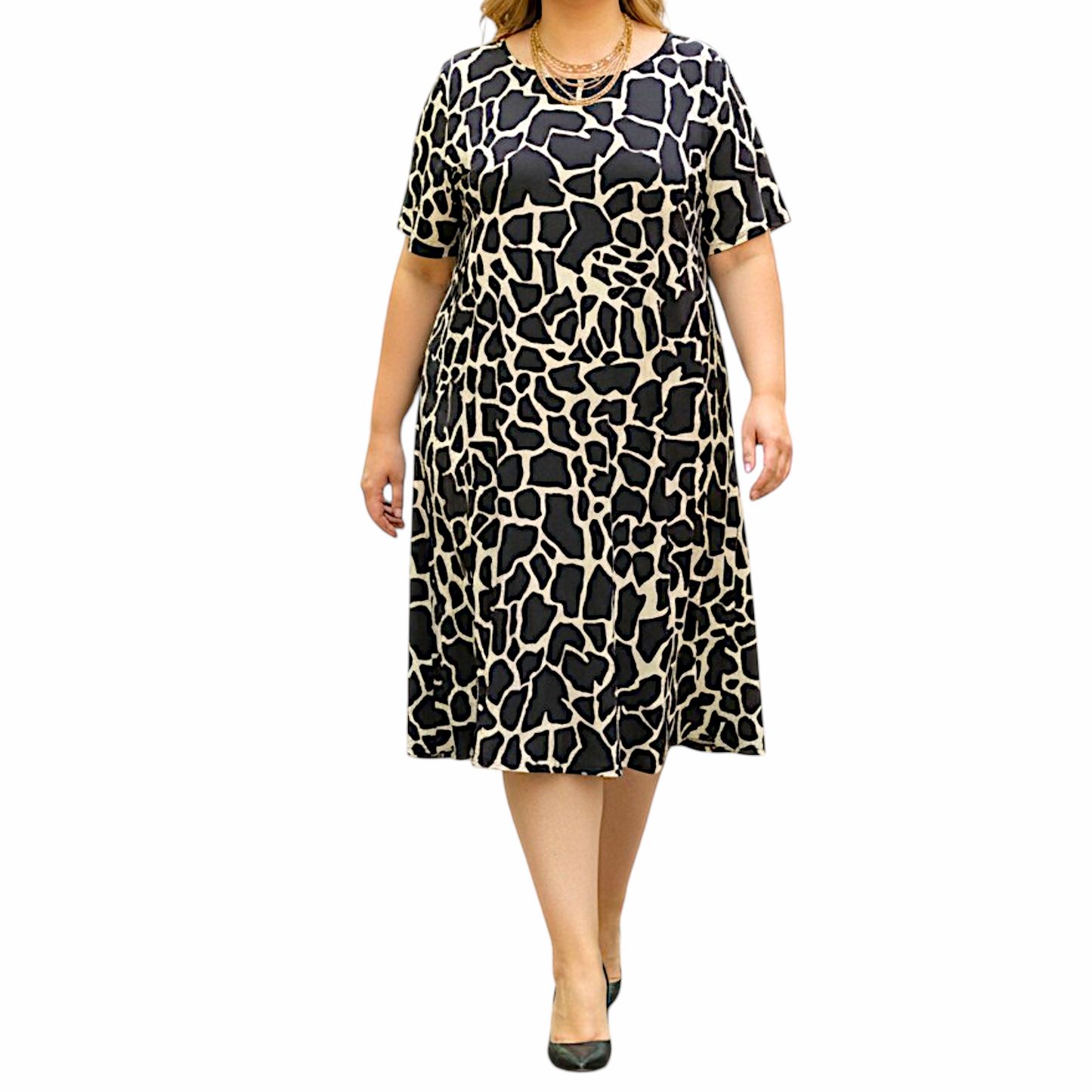 Maxi Abito in Crepe Fantasia Sandy