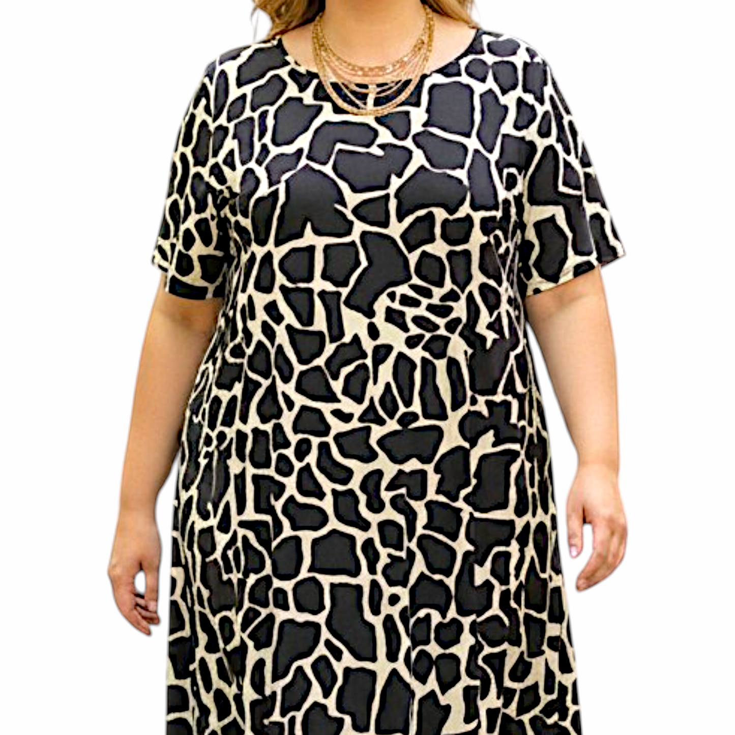Maxi Abito in Crepe Fantasia Sandy