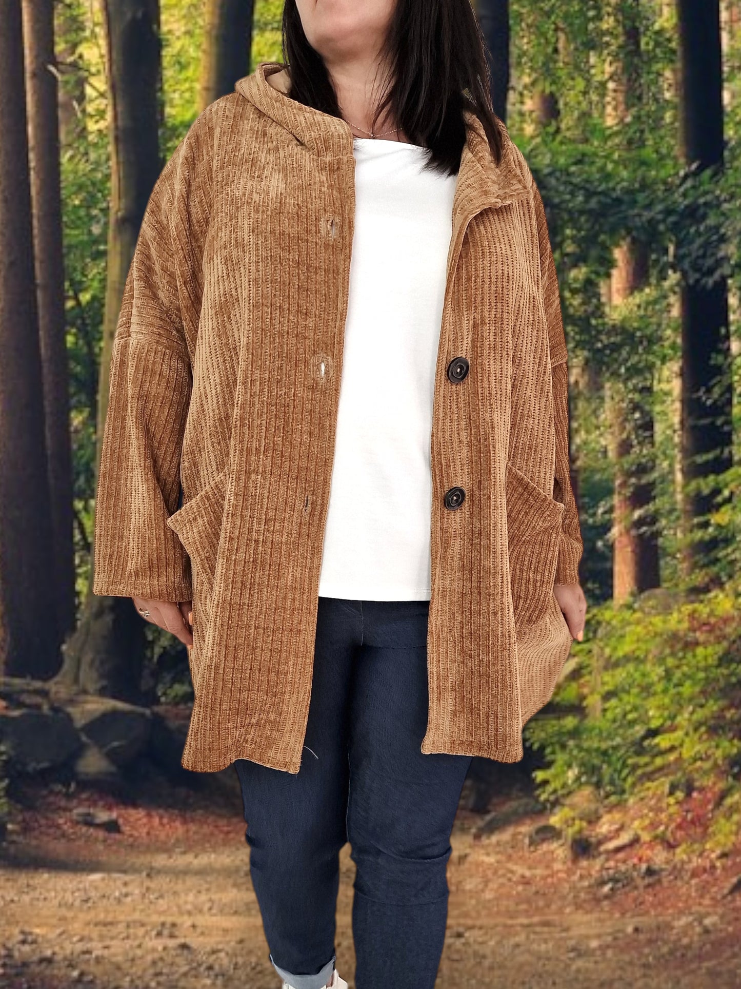 Maxi Giacca Taglia Grande Con Cappuccio Malla Con Cappuccio