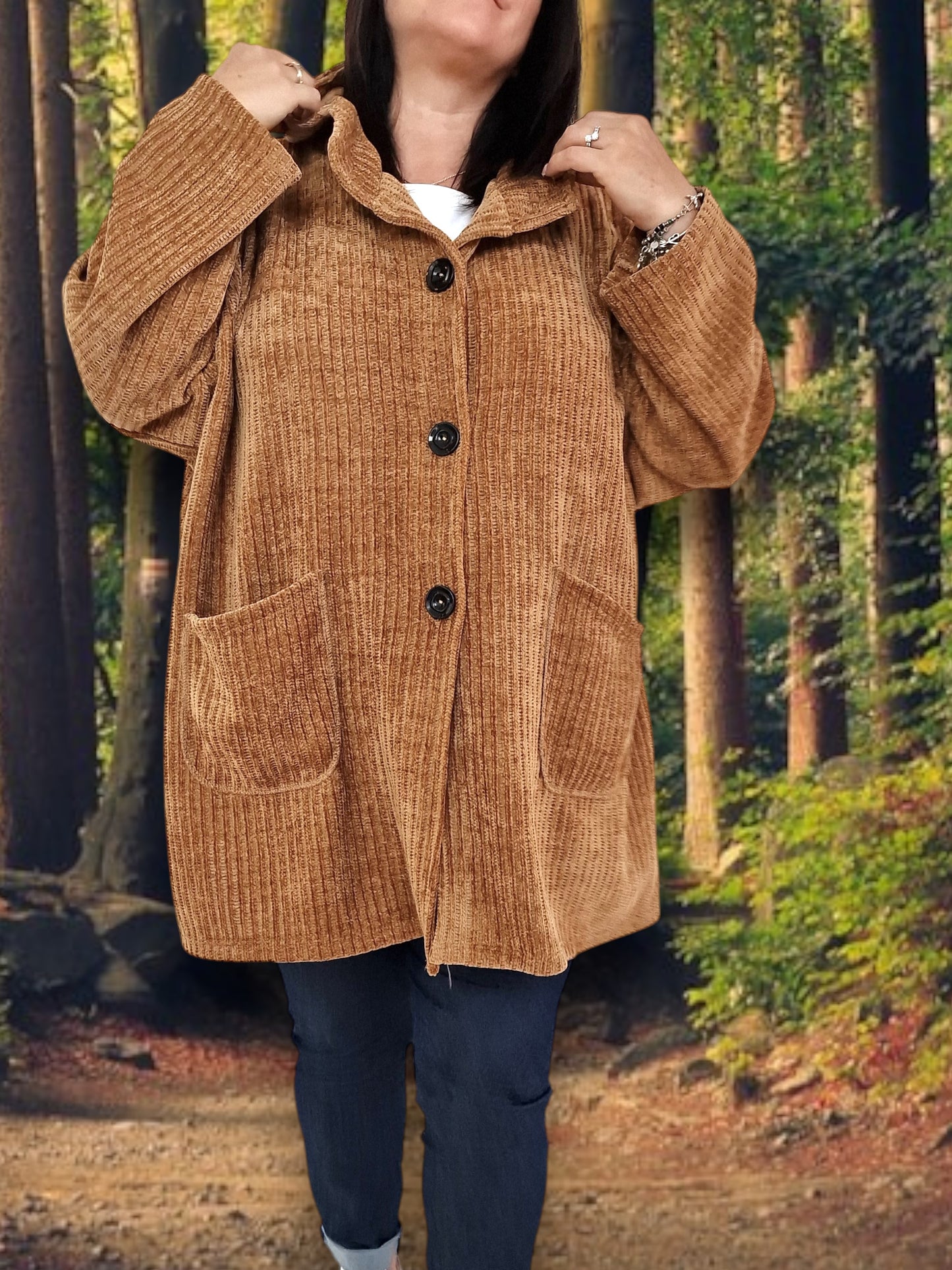 Maxi Giacca Taglia Grande Con Cappuccio Malla Con Cappuccio