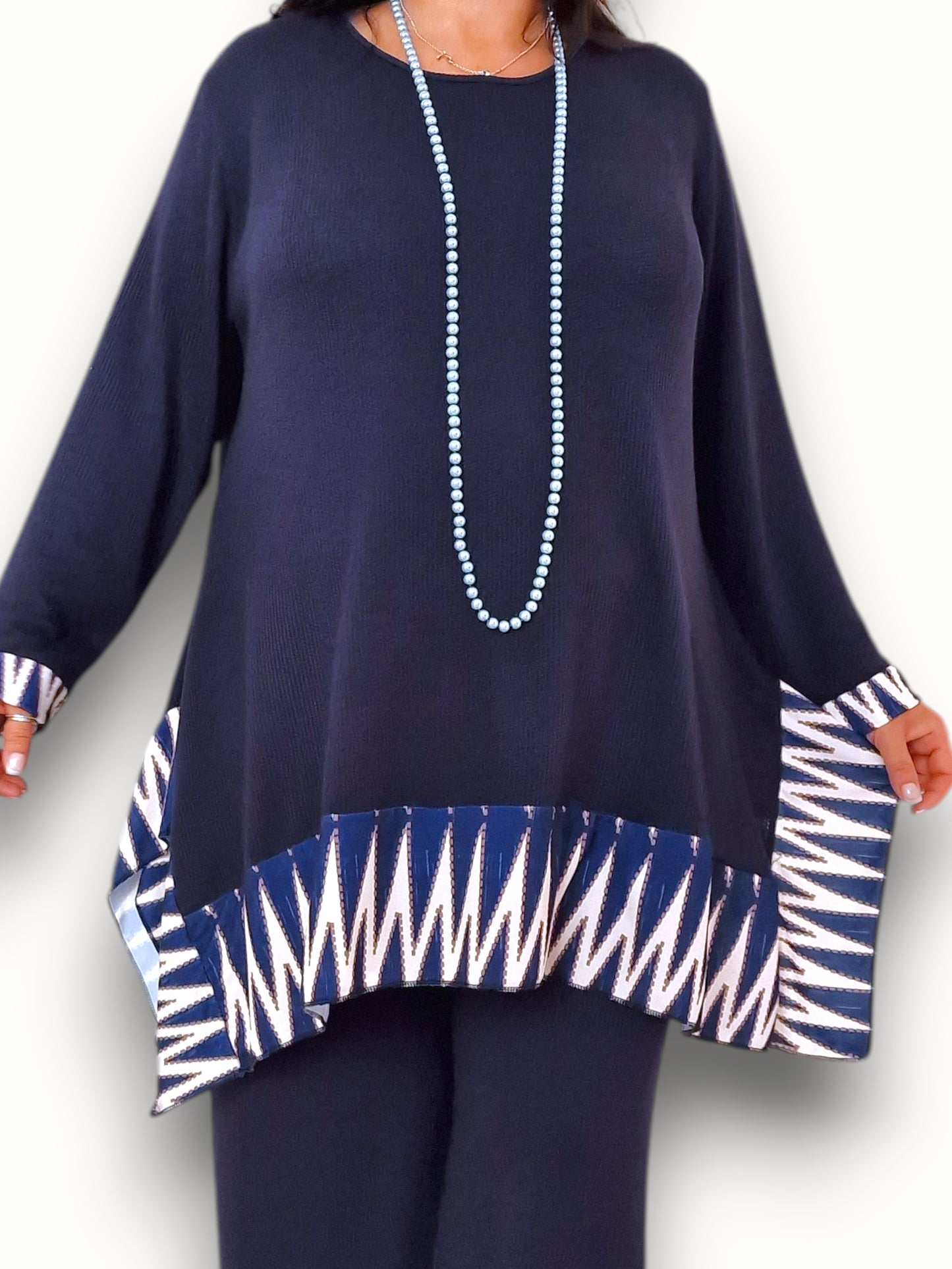 Maxi Maglia con Balza in Crepe Fresia