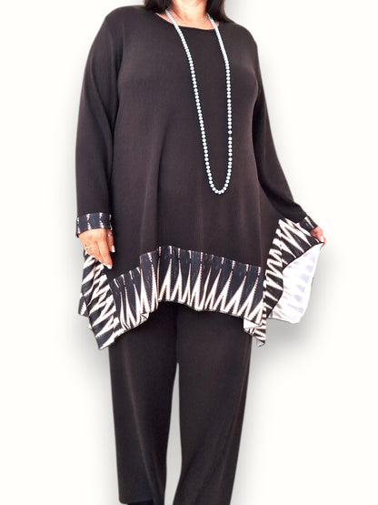 Maxi Maglia con Balza in Crepe Fosca