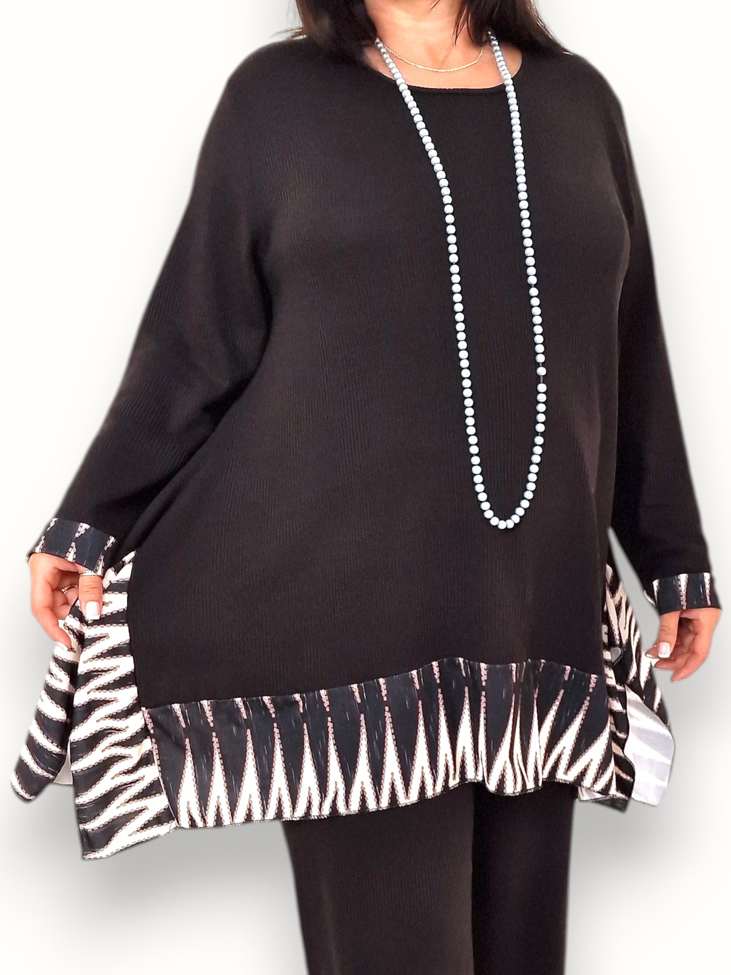 Maxi Maglia con Balza in Crepe Fosca