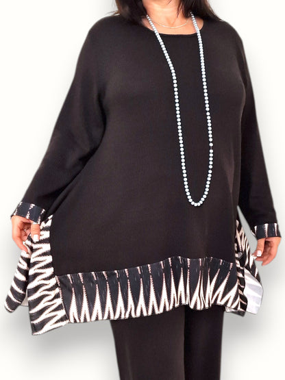 Maxi Maglia con Balza in Crepe Fosca