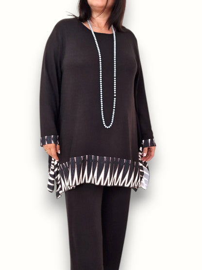 Maxi Maglia con Balza in Crepe Fosca