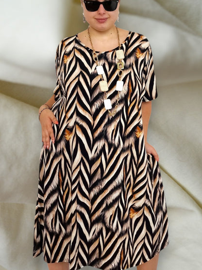 Maxi Abito in Crepe Fantasia Basilico