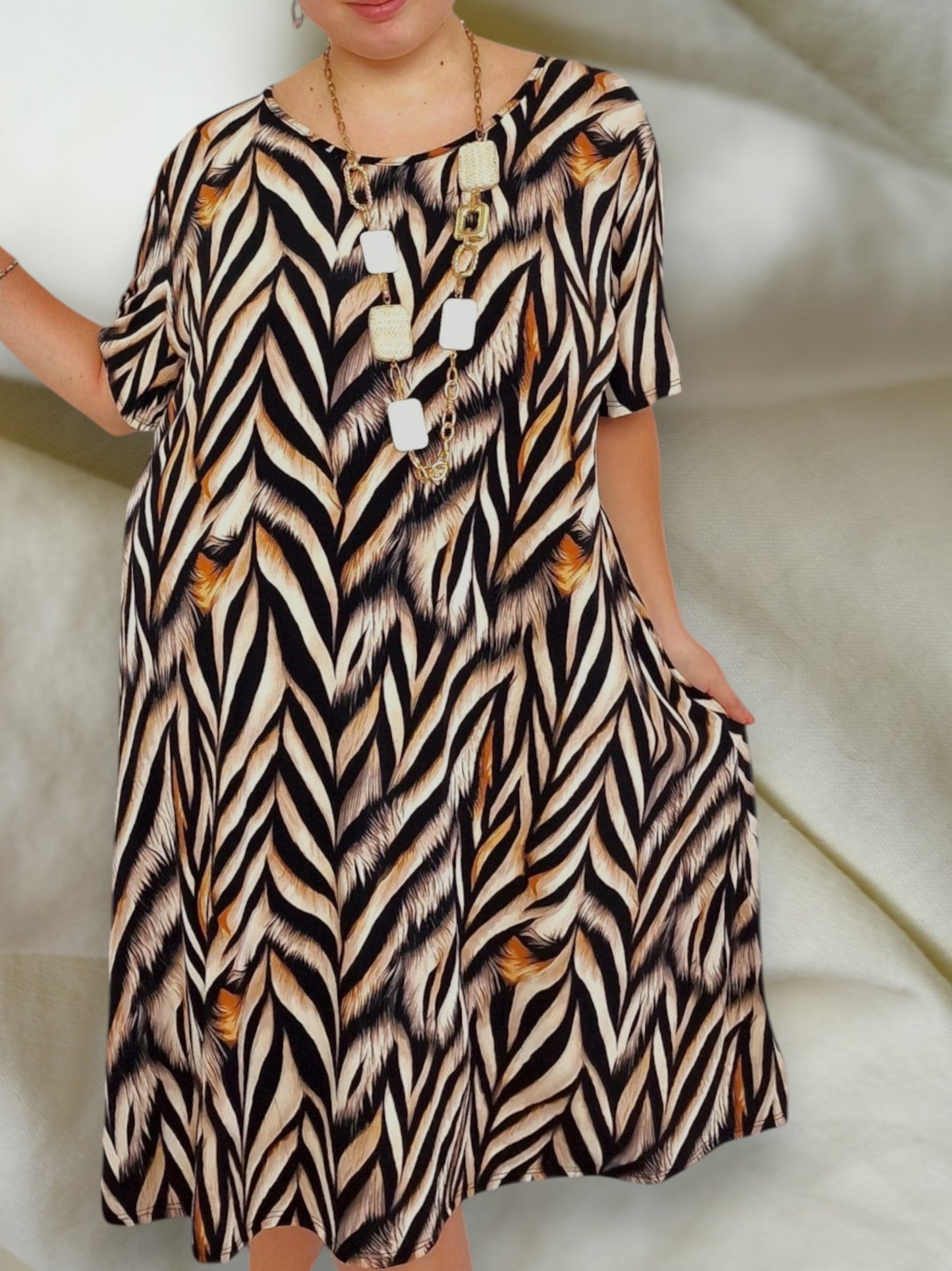 Maxi Abito in Crepe Fantasia Basilico